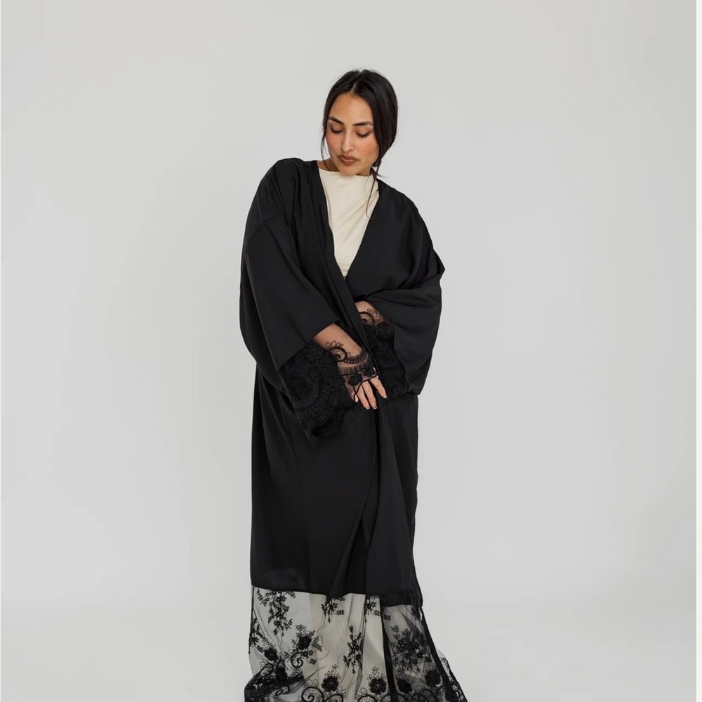 Elegant Black Lace Abaya